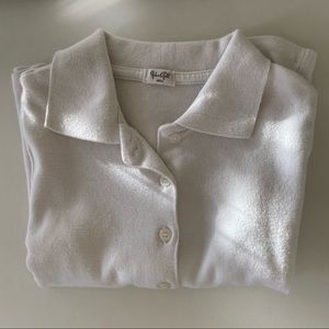 Brandy Melville John Galt White Button Down Polo Cropped Top